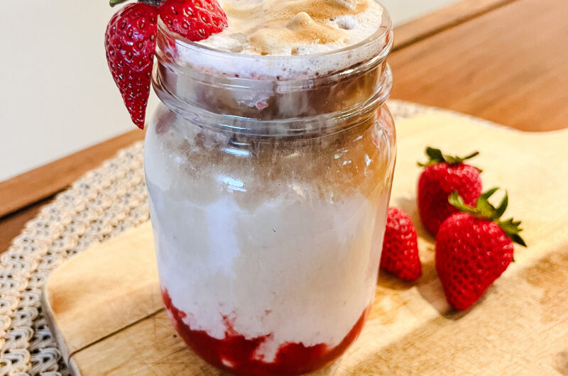 Summertime Strawberries & Cream Iced Latte